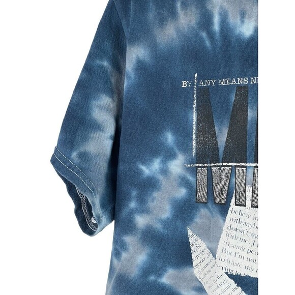Vintage 90s Malcom X By Any Means Necessary Dont Sell Out T-Shirt Blue Tie Dye M - Picture 2 of 11